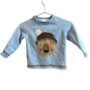 Hanna Andersson wool blend teddy bear knitted sweater unisex 110